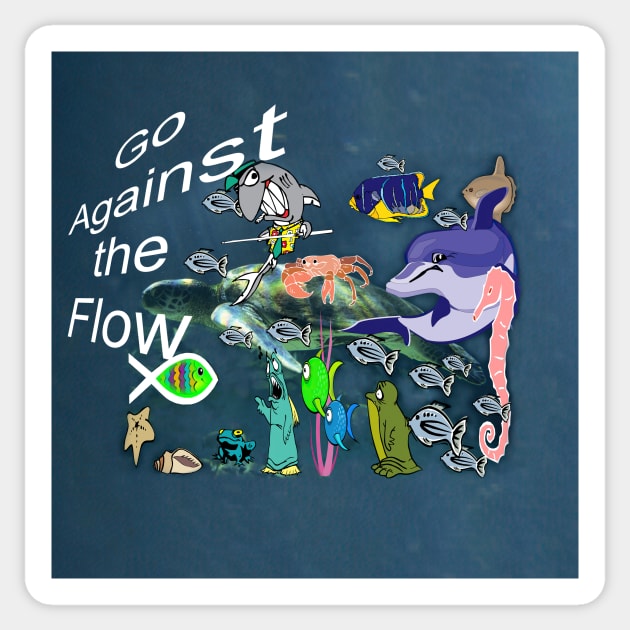 Jesus Christ Savior Go Against the Flow Christian Witness Fish Symbol 201 Sticker by hispanicworld